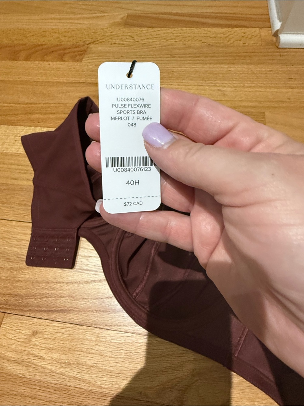NWT Understance Pulse Flexwire Sports Bra Burgundy Full Coverage size 40H - Picture 5 of 7
